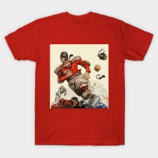 Vintage Sports Football Player and Bulldog Mascot T-Shirt